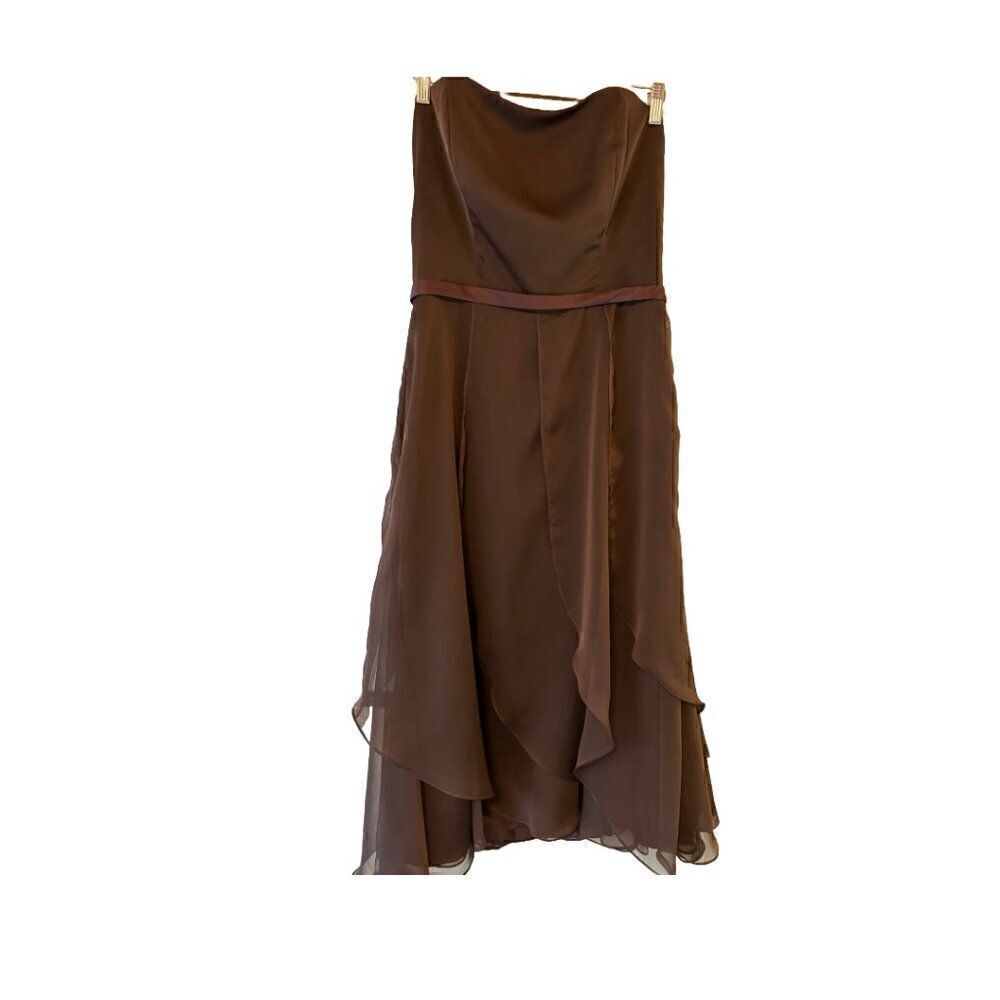 Flowy Strapless Dress Size 14 Brown - Picture 4 of 7